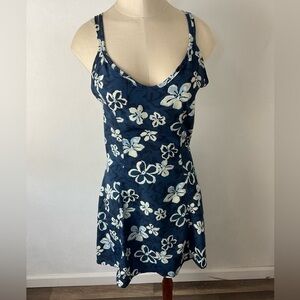 90’S Vintage Old School Decked Out Blue Floral Dress Sz 3/4